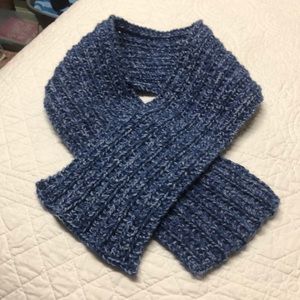 Hand Knit Denim Scarf Lion Brand 100% Acrylic